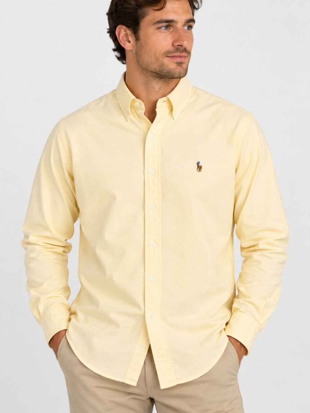 Ralph Lauren Oxford Button Down Shirt Men’s L Butter Yellow Pony Old Money